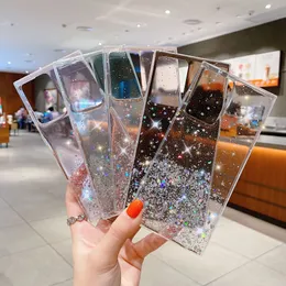 Glitter -telefonfodral för iPhone 15 Pro Max 14 Plus 13 12 Samsung Galaxy S23 Ultra A14 A54 A24 A34 A33 A23 A53 A04S Soft TPU Bling Silver Powder Protective Cover