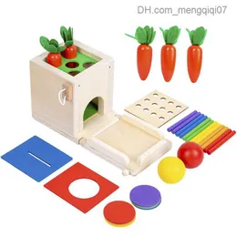 Dra leksaker trä montessori leksaker 4-i-1 smart låda form set pelare dra strålning mynt typ spel stick barns utbildning leksak pussel z230814