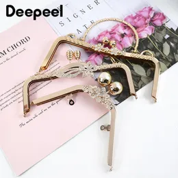 Bag Parts Accessories 1Pc Deepeel Retro Square Embossed Bag Handles Metal Handmade Sewing Brackets Kiss Clasp Handbag Purse Frame Handle Accessories 230810