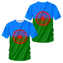 Męskie koszulki mody cygańska flaga flagi