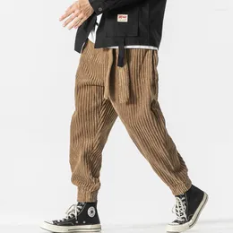 Herrbyxor tpjb vinter japanska midjeband corduroy harem casual jogging sweatpants hip-hop gata manlig stor storlek m-5xl