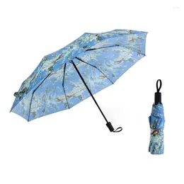 Umbrellas Creative Umbrella Men Rain Woman Windproof Large Paraguas Animal Forest Print Sunny Anti-sun 3 Folding Outdoor Paraplui