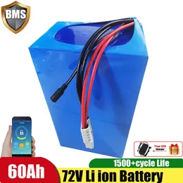 Litium 72V 60AH Batterianvändning 3.7V 60AH-celler gör 20S1P inbyggda BMS för 5000W 6000W Motor Scootor Li ion+10a Charger