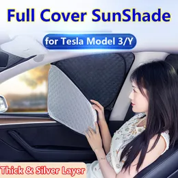 Sun Shade for Tesla Model 3 Y 2023 Accessories Sunshade Front Side Window Windshield Skylight Privacy UV Blocking Shading