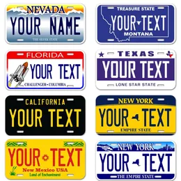 Your Text Tin Sign Custom License Plate United States Car License Plate Customized Text Personalized Name for USA Car Tags Man Cave Garage Home Wall Decor 30X15CM w01