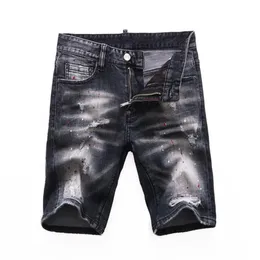 Summer Men Holes Denim Shorts Fashion Mens Mainted Denim Jeans Slim Straight Cylist Jeans Trend Men's Black Shorts 8271217V