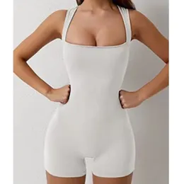 Kobiety zbiornikowy zbiornik Top Square Szyja Kontrola brzucha Bodycon Stretch Krótkie Koszyjki Rompers