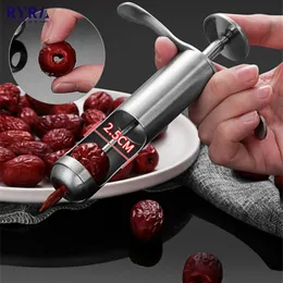 أدوات الخضار الفاكهة الإبداعية Red Red Dates Jujube Pitter Stainless Steel Cherry Olive Corer Home Kitchen Core Remover Push Out Tool Gadgets 230810