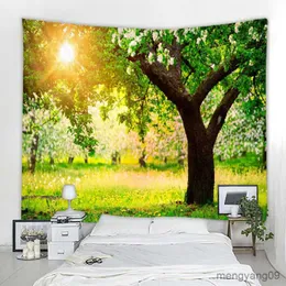 Arazzi Sunshine Tree Tappet Mulple Tappet Cloth Tapestry Mandala Landscape Decor Home Aberstry Nature Forestry Wall Mount R230811