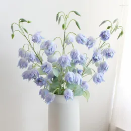 Dekorativ blommor stil 83 cm konstgjord klockblomma blommor bukett diy vase hem trädgård vardagsrum dekoration bröllop parti silke falskt