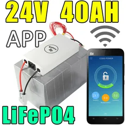 24V 40AH LifePO4バッテリーアプリリモートコントロールBluetooth Solar Energy Electric Bicycle Battery Pack Scooter Ebike1000W