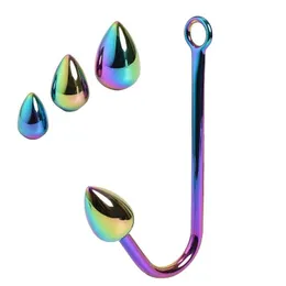 Anal Toys Stainless Steel Anal hook Beads Head Metal Rainbow Small Medium Large 3 balls Set Butt Plug Hook Insert Sex Toy For Man 230810