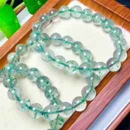 Bangle Natural Green Mica Armband Fortune Energy Gemstone Mineral String Woman Amulet smycken Healing Gift 1st 8/9mm