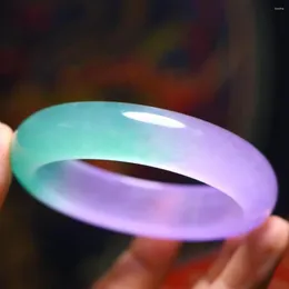 Bangle Natural Jade عالية الدرجة A Myanmar Jadeite مع شهادة Purple Green Burma Jades Barkles Women Gemstone Jewelry