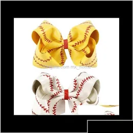 Haarzubehör 7inch 8inch großes Softballteam Baseball Cheer Bögen Knoten Haarbänder handgefertigtes Band und Lederbogen für Cheerleading DHVFV