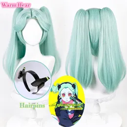 Cosplay Wigs Rebecca Cosplay Wig Anime Cyberpunk Edgerunners Cosplay Rebecca Wig 45cm Short Cyan Hair Heat Resistant Hair Becca Wigs Wig Cap 230810