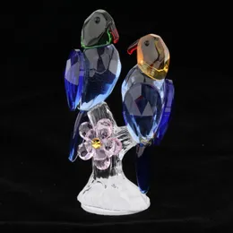 Dekorativa föremål Figurer Modern Crystal Parrot Staty Bird Figurskulptur Animal Modell Färgglad för hyllrum Desktop Decor Housewarming Gift 230810