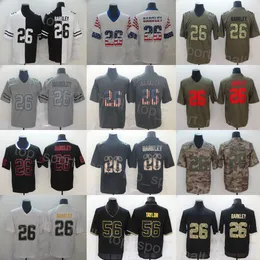 Man Football 56 Lawrence Taylor Jersey 26 Saquon Barkley Olive Salute al servizio Camo Flag Shadow Sifenation Goddess Grain Grain USMC Vapor Color Rush Stitch