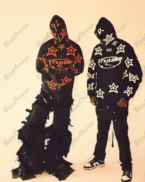 Herren Hoodies Sweatshirts für Männer amerikanischer Stil Y2K Zip Up Hoodie Paar Strickjacke Vollge Gesicht Reißverschluss Loose Super Star Print Kleidung 230811