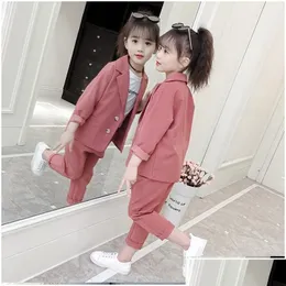 Clothing Sets Car Dvr Clothes For Kids Girls Jacket Add 2Pcs Teenage Baby Spring Autumn Childrens Suit Set 4 6 8 10 12 14 Years Drop Dh19F