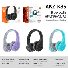 BT EARPHONES K85 STEREO CASQUE Audio MP3 Bluetooth V5.3 Headset Trådlösa hörlurar Earphone Head Set Telefonstöd FM TF -kort för iPhone Samsung