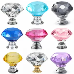 30mm Crystal Glass Diamond Door Handles Home Kitchen Cabinet Cupboard Drawer Pulls Wardrobe Knobs Hardware