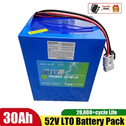 52V 30AH LITIUM TITANATE Batteripaket BMS 22S 2.4V LTO -batteri för inverterare Solsystem Bike Scooter E Cart +5A -laddare