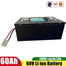 60V 60AH 리튬 이온 배터리 BMS 16S LI ION 6000W 자전거 사전 자전거 스쿠터 스쿠터 오토바이 납 산 교체 + 10A 충전기