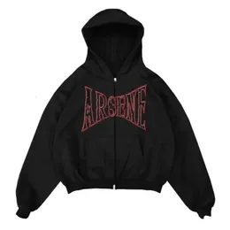 Mens Hoodies Sweatshirts Retro American Streetwear Women Alfabetmönster överdimensionerade sweatshirt y2k kläder breda hajuku casual zip hoodie 230811