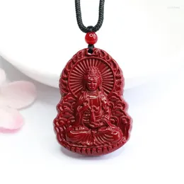 Łańcuchy Naturalny autentyczny Vermilion Avalokitesvara Purple Gold Sand Naszyjnik