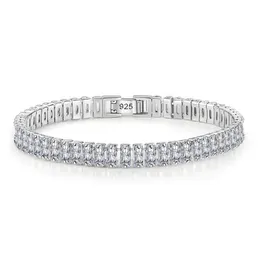 Braccialetti con ciondoli eleganti di moda semplice da donna Brillante cristallo CZ Zircone Bling Diamond Geometry S925 Argento OL Bracciale gioielli di design