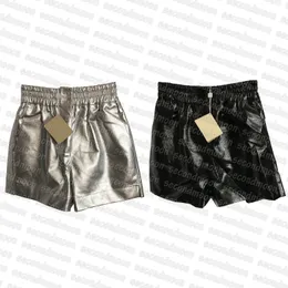 Frauen PU Leder -Shorts Mode geprägte Designer Kurz Hosen Sommer hohe Taille Hosen