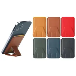Porta del telefono in pelle Magsafe Portafocatore Magnetic Case ID Cancella di carta di credito Tasca adatta per iPhone 15 14 Plus 13 12 11 Mini Pro Max con cavalletto