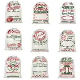 Santa Sack Bags Christmas Decoration Linen Drawstring Cloth Bag Gift Pouch 12 styles DHL Shipping AU11