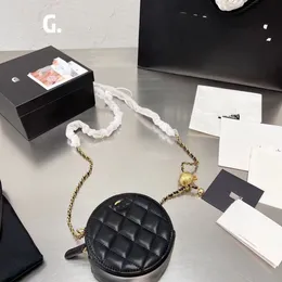Designer Luxury Women's Bag Alphabet Round pie Bag Skew Span Mini hand saddle bag Horizontal chain High quality gift box
