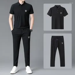 Tracki męskie High End Boutique Hafting T-Shirt Polo Short San z krótkim rękawem 2023 Summer Fashion Casual Shirt Luksusowe zużycie