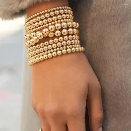 Strand Gold Kolor 4/6 mm akrylowe koraliki bransoletki dla kobiet okrągłe elastyczne urok bransoletki łańcuch biżuterii vintage prezent biżuterii