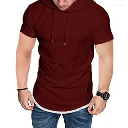 Erkekler Tişörtleri Louatui Erkekler Yaz Hoodies Kısa Kollu T-Shirt Drawstring Hooded Teps Sports Casual