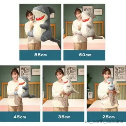 Stuffed Plush Animals New Styles 25-60CM Sitting Shark Plush Toy Stuffed Soft Big Shark Animal Back Cushion for Children Kids Birthday Gifts R230811