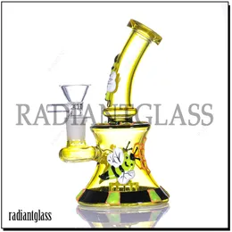 Hosahs mini bong glas 3d små bi vattenrör bongs tjock pyrex med 14 mm kvinnlig ledbägare liten olja dab rigg