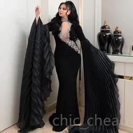 2023 Aso ebi Black Mermaid Prom Dress Crysts Beded Beadious Aseval Section Party Second Sectree Onvisply Congragement Dresses Robe de Soiree Zj774