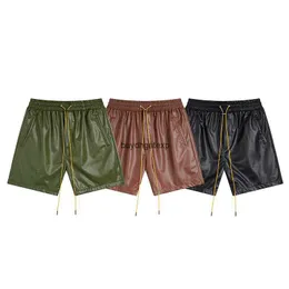 2rrz Men's and Women's High Street Shorts Fashion Brand Rhude 2023 Spring/Summer American Niche Trendy Hip-Hop Casual Leather Couples