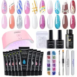 Complete Nail Art Set - Extra Lasting Gel Nail Extension, 3D Rhinestones, Nail File, Cuticle Nipper & Pusher - Perfect for Home & Salon Use!