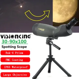 VisionKing 30-90x100 BAK4 FMC Spotting Spotting Impermeperts Long Range Monocular Watching Camping Equipment Telescópio com tripé