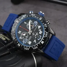 Роскошные дизайнерские часы Montre Endurance Pro Avenger Brietlling Navitimer Мужские часы Reloj 44 мм с резиновым ремешком-хронографом Наручные часы Резиновый силикон Orologio AAA