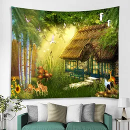 Tapestries Fairy Tale Tapestry Simsant Forest Fairy Tale Tapestry Forest Natural Landscape Art Wall Mounted Tapestry