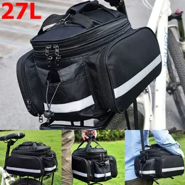 Panniers Bags 27L Bicycle Bag Mountain Bike Rear Shelf Pack Largecapacity Waterproof Back Seat Tail Camel Longdistance Riding Equipment 230811