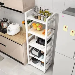 5-layer kitchen shelf Floor multi-layer imitation marble pattern oven microwave oven rack pot rack storage