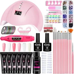 UV Gel med UV LED -lampmanikyr Set Poly Nail Gel Gel Polish Kit Nail Art Tools for Manicure Behöver Base Top Coat Nail Kit