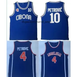 빈티지 농구 유니폼 #10 Cibona Drazen Petrovic #4 Jugoslavija Yugoslavia ed Men Shirts